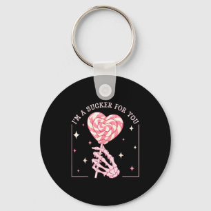 I'm A Sucker For You Skeleton Heart Candy Valentin Key Ring