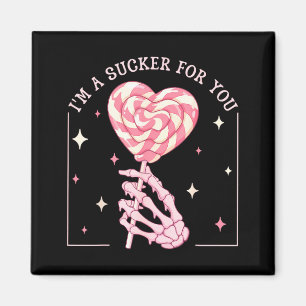 I'm A Sucker For You Skeleton Heart Candy Valentin Magnet