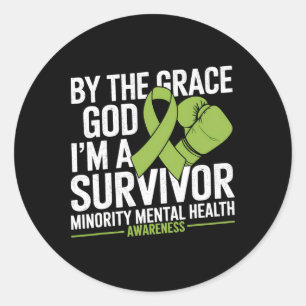 I'm A Survivor Boxing Glove Minority Mental Health Classic Round Sticker