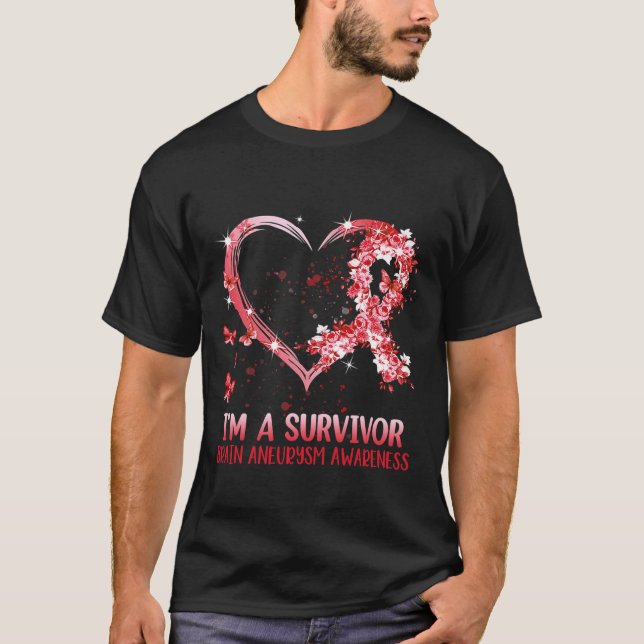 I'm A Survivor Brain Aneurysm Awareness Burgundy H T-Shirt (Front)