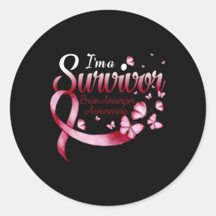 I'm A Survivor Brain Aneurysm Awareness Butterfly  Classic Round Sticker