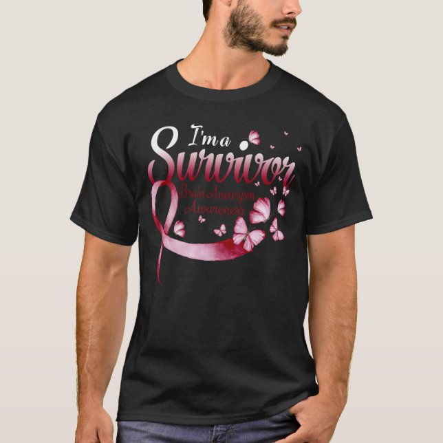 I'm A Survivor Brain Aneurysm Awareness Butterfly  T-Shirt (Front)