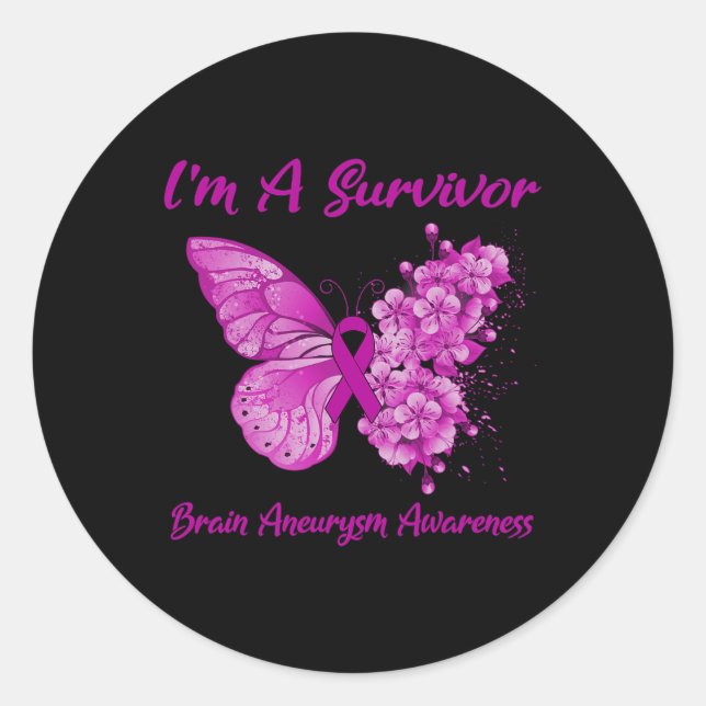 I'm A Survivor Brain Aneurysm Awareness  Classic Round Sticker (Front)