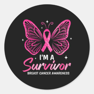 I'm A Survivor Breast Cancer Awareness Butterfly P Classic Round Sticker
