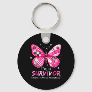I'm A Survivor Breast Cancer Awareness Butterfly P Key Ring