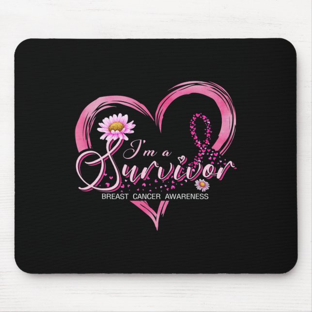 I'm A Survivor Breast Cancer Awareness Pink Ribbon Mouse Pad (Front)