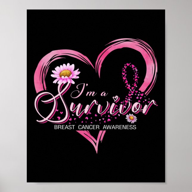 I'm A Survivor Breast Cancer Awareness Pink Ribbon Poster (Front)