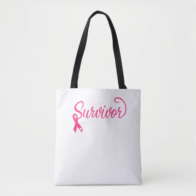 I'm A Survivor Breast Cancer Awareness Tote Bag (Front)