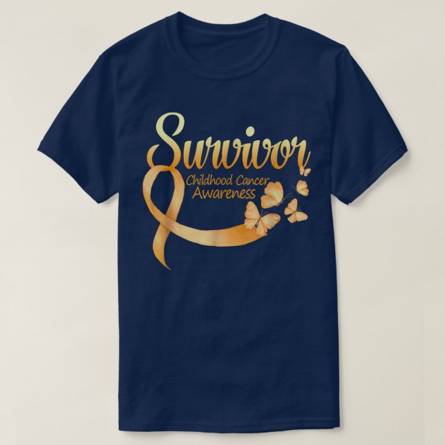 I'm A Survivor Butterfly Childhood Cancer Awarenes T-Shirt (Design Front)