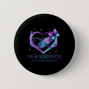 I'm A Survivor Butterfly Heart Suicide Prevention 6 Cm Round Badge