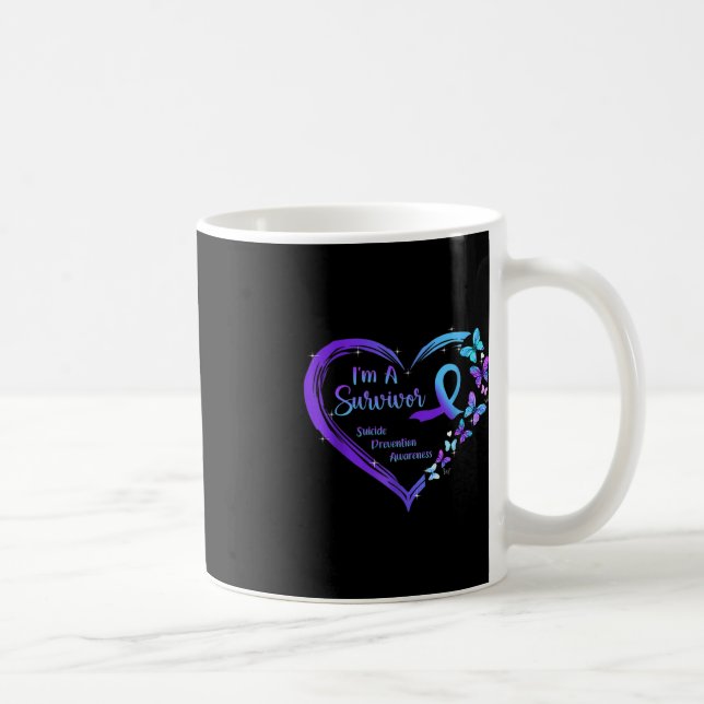 I'm A Survivor Butterfly Heart Suicide Prevention  Coffee Mug (Right)