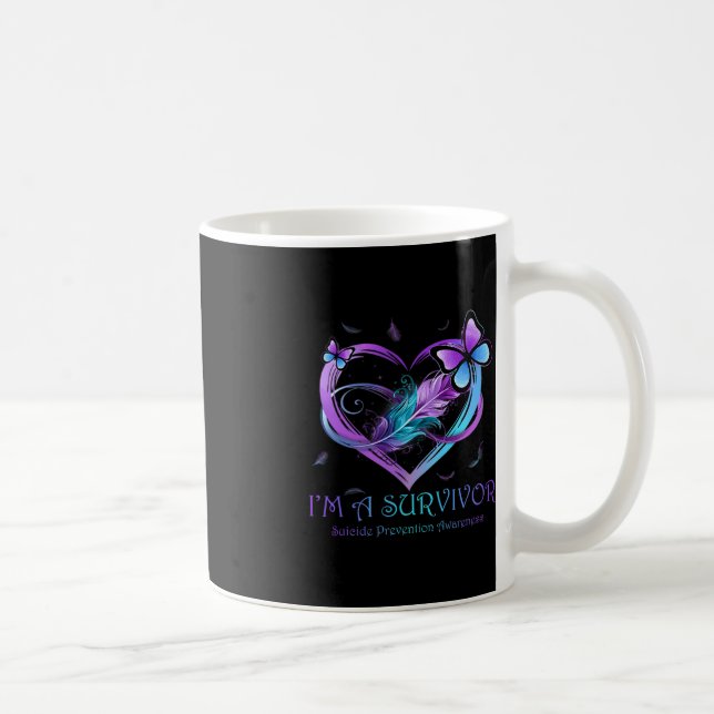 I'm A Survivor Butterfly Heart Suicide Prevention  Coffee Mug (Right)
