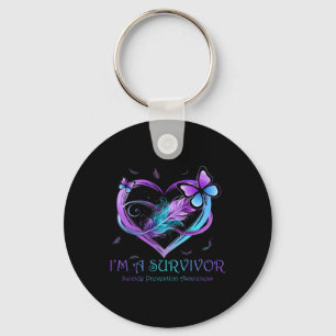I'm A Survivor Butterfly Heart Suicide Prevention Key Ring