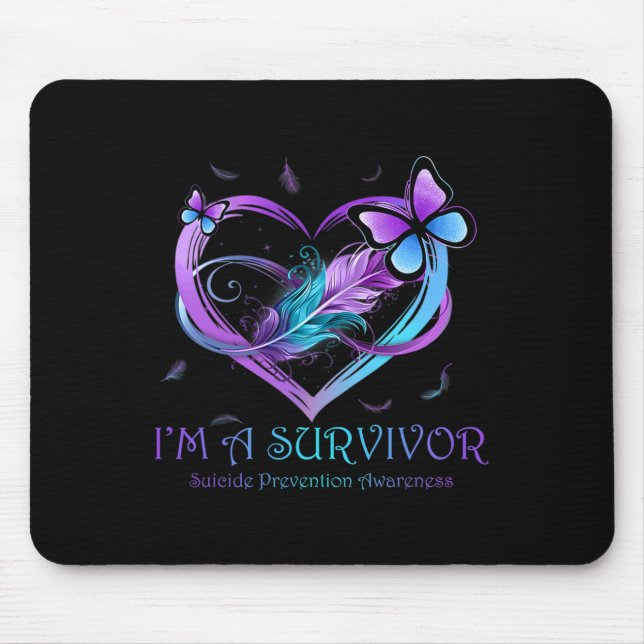 I'm A Survivor Butterfly Heart Suicide Prevention  Mouse Pad (Front)