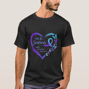 I'm A Survivor Butterfly Heart Suicide Prevention T-Shirt