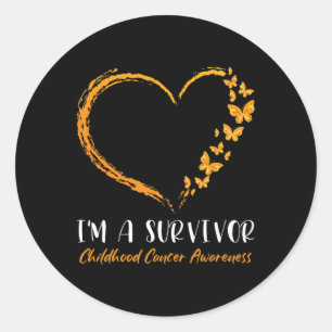 I'm A Survivor Childhood Cancer Awareness Heart Bu Classic Round Sticker