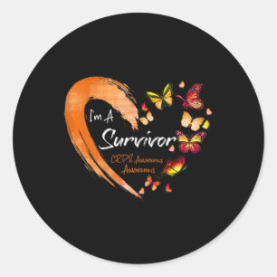 I'm A Survivor Crps Awareness Orange Butterfly Hea Classic Round Sticker