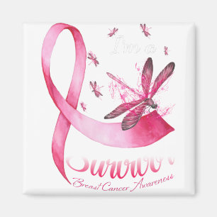 I'm A Survivor Dragonfly Pink Ribbon Breast Cancer Magnet