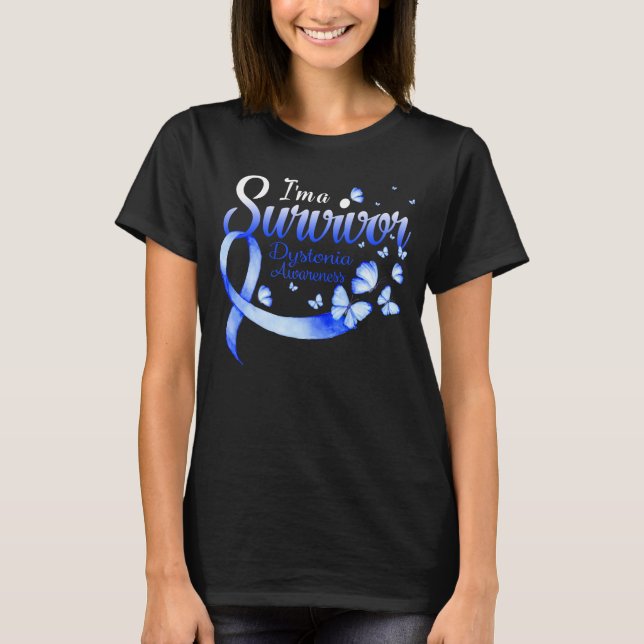 I'm A Survivor Dystonia Awareness Butterfly Ribbon T-Shirt (Front)