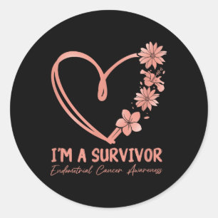 Im A Survivor. Endometrial Cancer Awareness  Classic Round Sticker