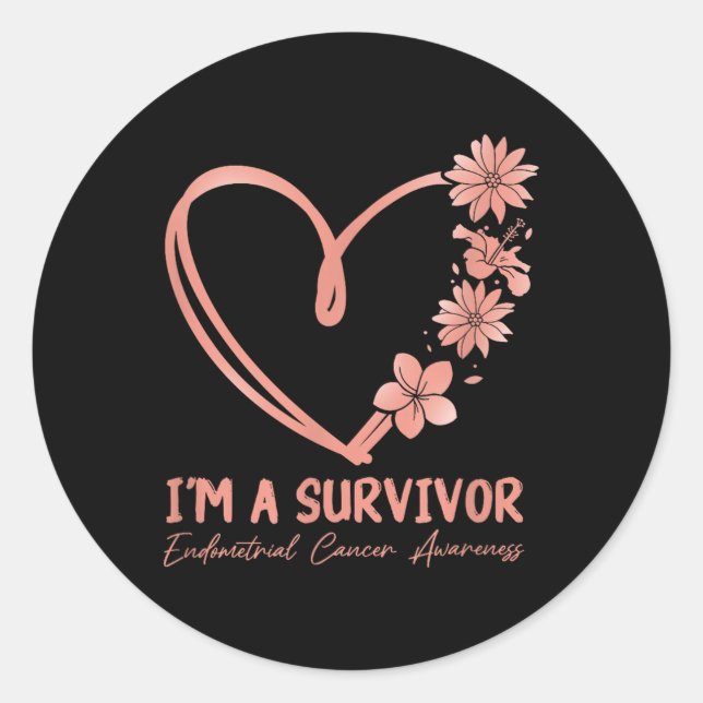Im A Survivor. Endometrial Cancer Awareness  Classic Round Sticker (Front)
