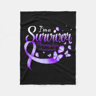 I'm A Survivor Fibromyalgia Awareness Butterfly 1 Fleece Blanket