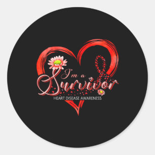 I'm A Survivor Heart Disease Awareness Month Red R Classic Round Sticker