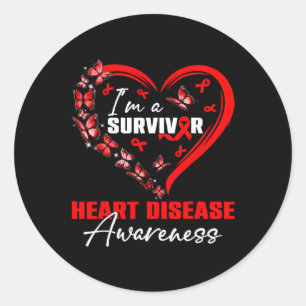 I'm A Survivor Heart Disease Awareness Month Red R Classic Round Sticker