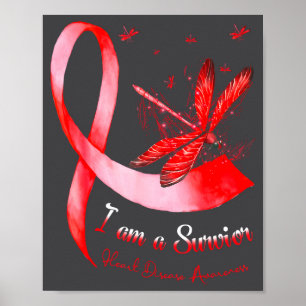I'm A Survivor Heart Disease Awareness Month Red R Poster