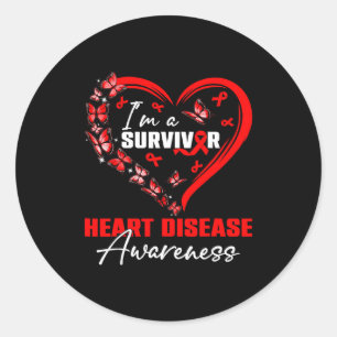 Im A Survivor Heart Disease Awareness Month Red Ri Classic Round Sticker