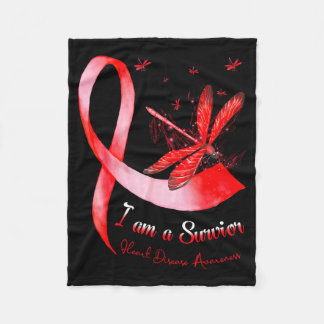 Im A Survivor Heart Disease Awareness Month Red Ri Fleece Blanket