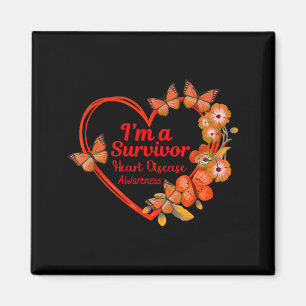 I'm A Survivor Heart Disease Awareness Red Butterf Magnet