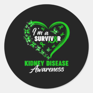 Im A Survivor Kidney Disease Awareness Green Butte Classic Round Sticker