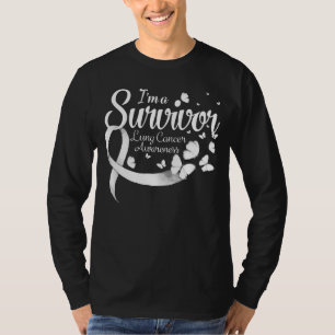 I'm A Survivor Lung Cancer Awareness Butterfly Rib T-Shirt