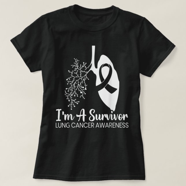 I'm A Survivor Lung Cancer Awareness Month White R T-Shirt (Design Front)