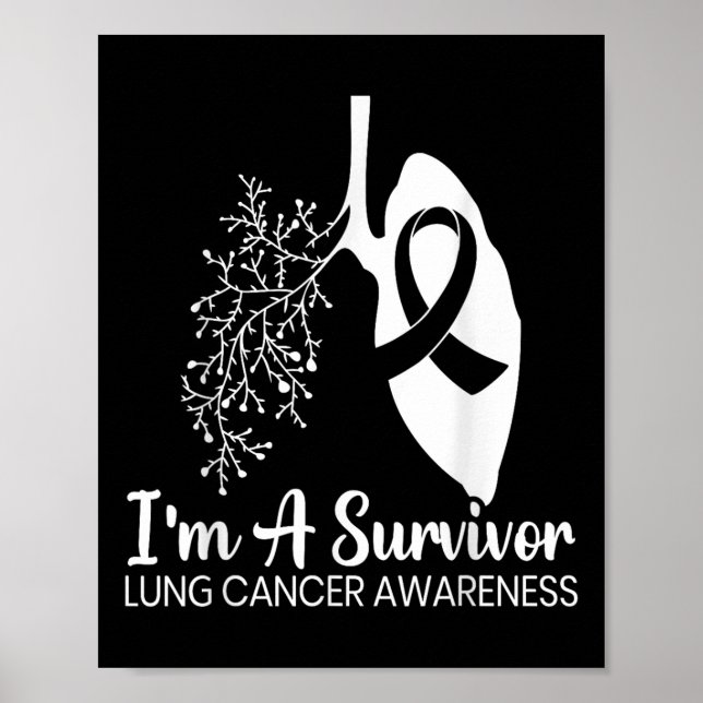 Im A Survivor Lung Cancer Awareness Month White Ri Poster (Front)