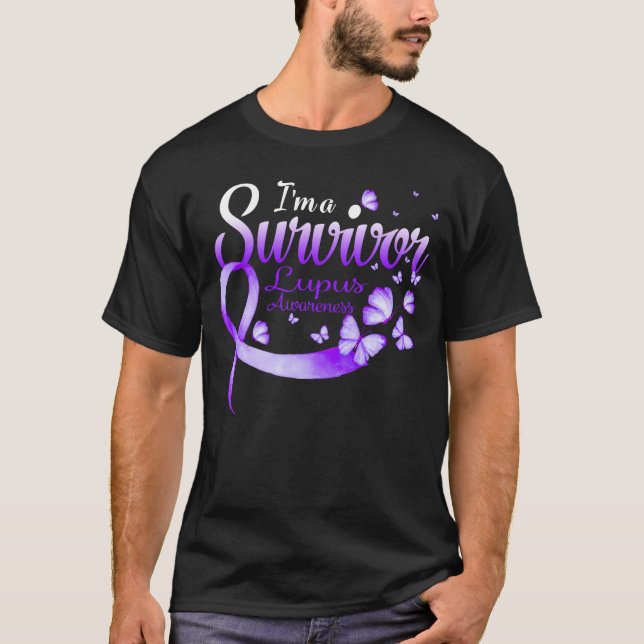 I'm A Survivor Lupus Awareness Butterfly Ribbon  T-Shirt (Front)