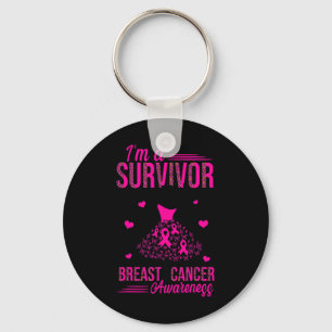 I'm A Survivor Pink Ribbon Women Breast Cancer Awa Key Ring
