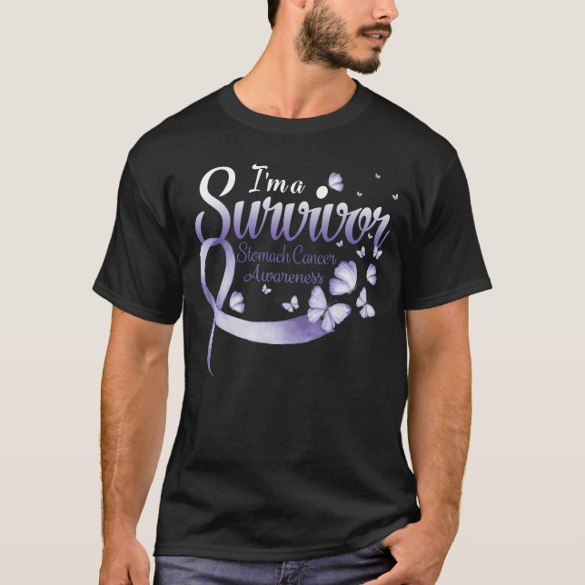 I'm A Survivor Stomach Cancer Awareness Butterfly  T-Shirt (Front)