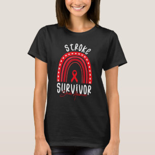 I'm A Survivor Stroke Awareness Red Rainbow Ribbon T-Shirt