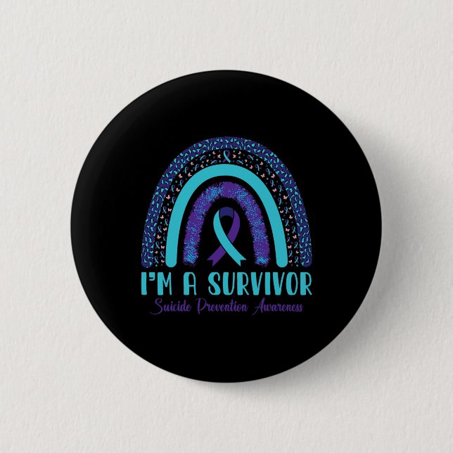 I'm A Survivor Suicide Prevention Awareness Leopar 6 Cm Round Badge (Front)