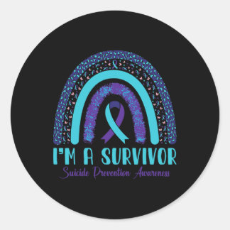 I'm A Survivor Suicide Prevention Awareness Leopar Classic Round Sticker