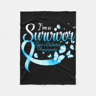 I'm A Survivor Type 1 Diabetes Awareness Butterfly Fleece Blanket