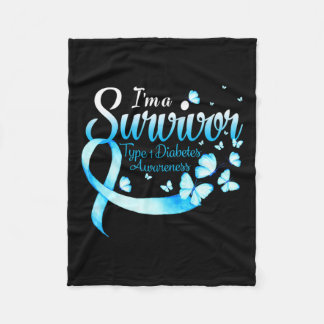 I'm A Survivor Type 1 Diabetes Awareness Butterfly Fleece Blanket