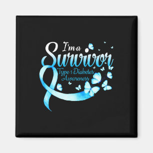 I'm A Survivor Type 1 Diabetes Awareness Butterfly Magnet