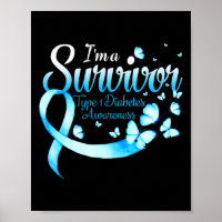 I'm A Survivor Type 1 Diabetes Awareness Butterfly