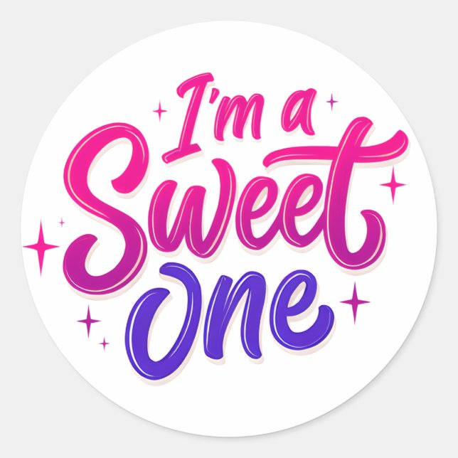 I'm a Sweet One Pink Birthday Sticker (Front)