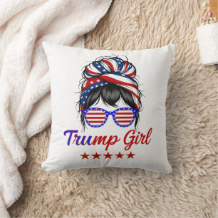  I'm a Trump Girl, Messy Bun Election 2024 Cushion