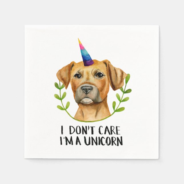 I'M A UNICORN | Funny Pit Bull Terrier Dog Napkin (Front)