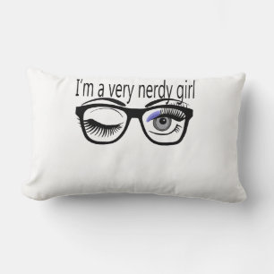 I'm a Very Nerdy Girl with Periwinkle Eye Shadow Lumbar Cushion